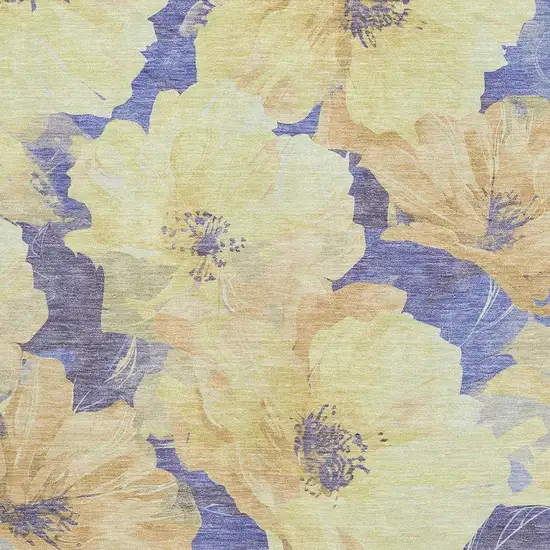 Wheat And Lavender Floral Washable Area Rug With UV Protection Photo 2