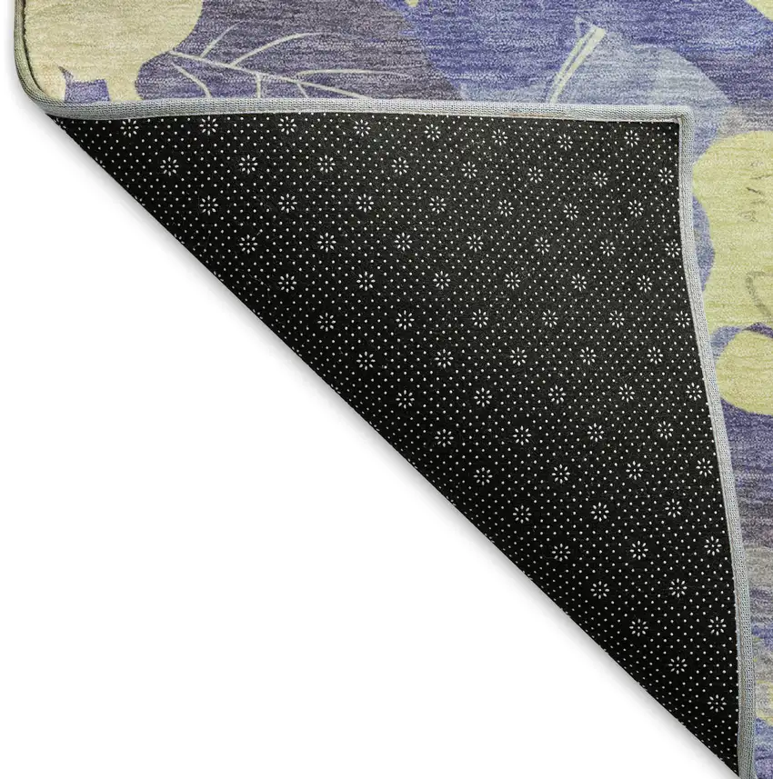 Wheat And Lavender Floral Washable Area Rug With UV Protection Photo 6