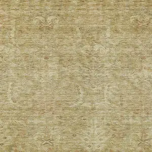 Photo of Wheat And Light Brown Damask Washable Indoor Outdoor Area Rug