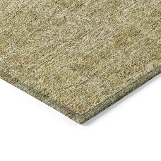 Wheat And Light Brown Damask Washable Indoor Outdoor Area Rug Photo 4