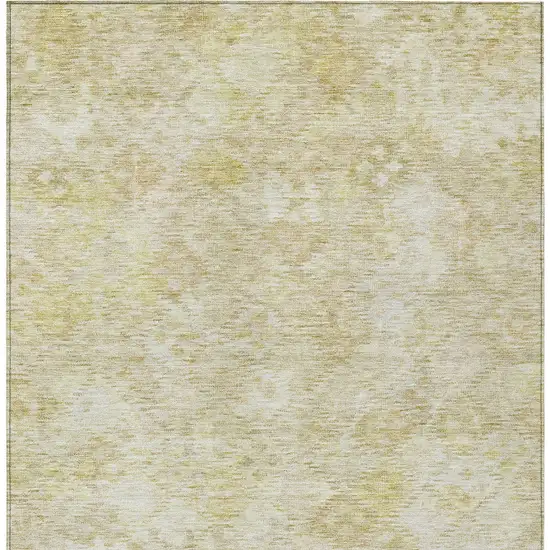 Wheat And Light Yellow Floral Washable Indoor Outdoor Area Rug Photo 6