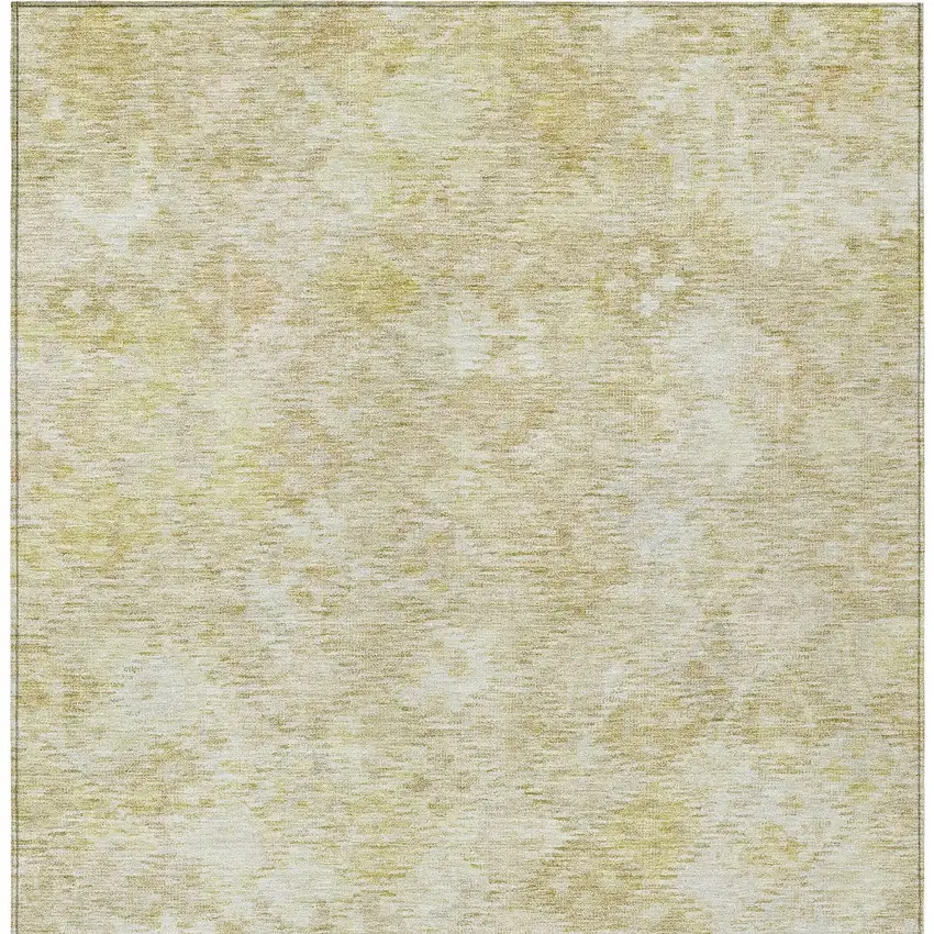 Wheat And Light Yellow Floral Washable Indoor Outdoor Area Rug Photo 6