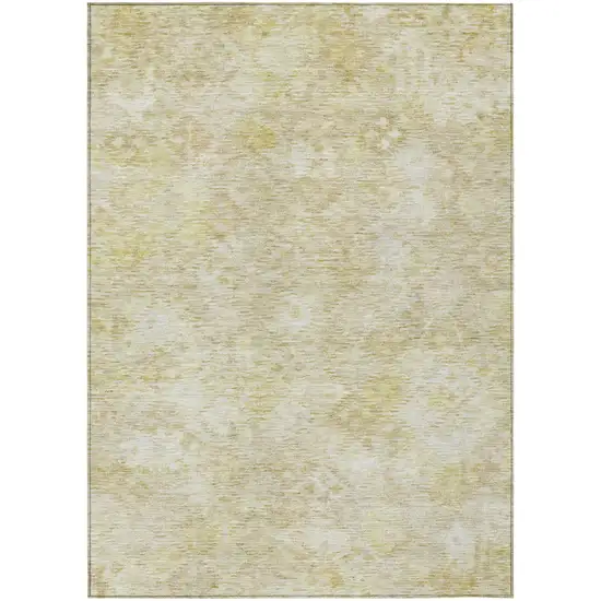 Wheat And Light Yellow Floral Washable Indoor Outdoor Area Rug Photo 2