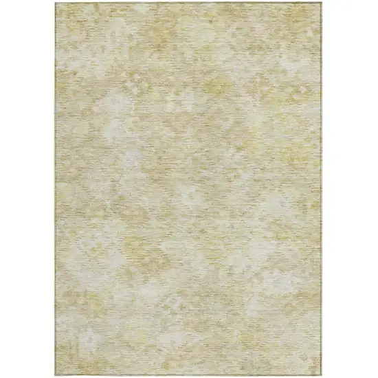 Wheat And Light Yellow Floral Washable Indoor Outdoor Area Rug Photo 6