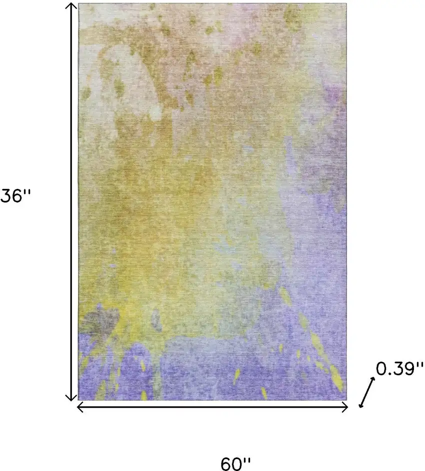 Wheat And Purple Abstract Washable Area Rug With UV Protection Photo 3