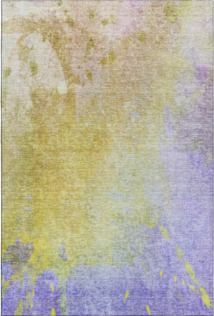Wheat And Purple Abstract Washable Area Rug With UV Protection Photo 5