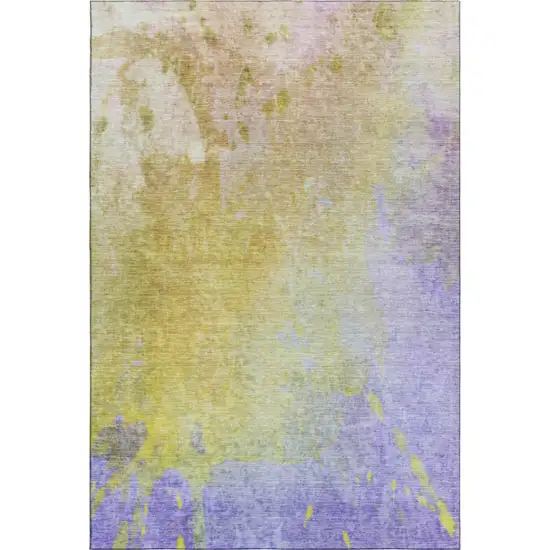 Wheat And Purple Abstract Washable Area Rug With UV Protection Photo 4