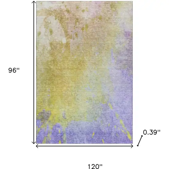 Wheat And Purple Abstract Washable Area Rug With UV Protection Photo 3
