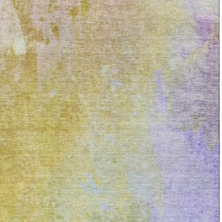 Wheat And Purple Abstract Washable Area Rug With UV Protection Photo 4