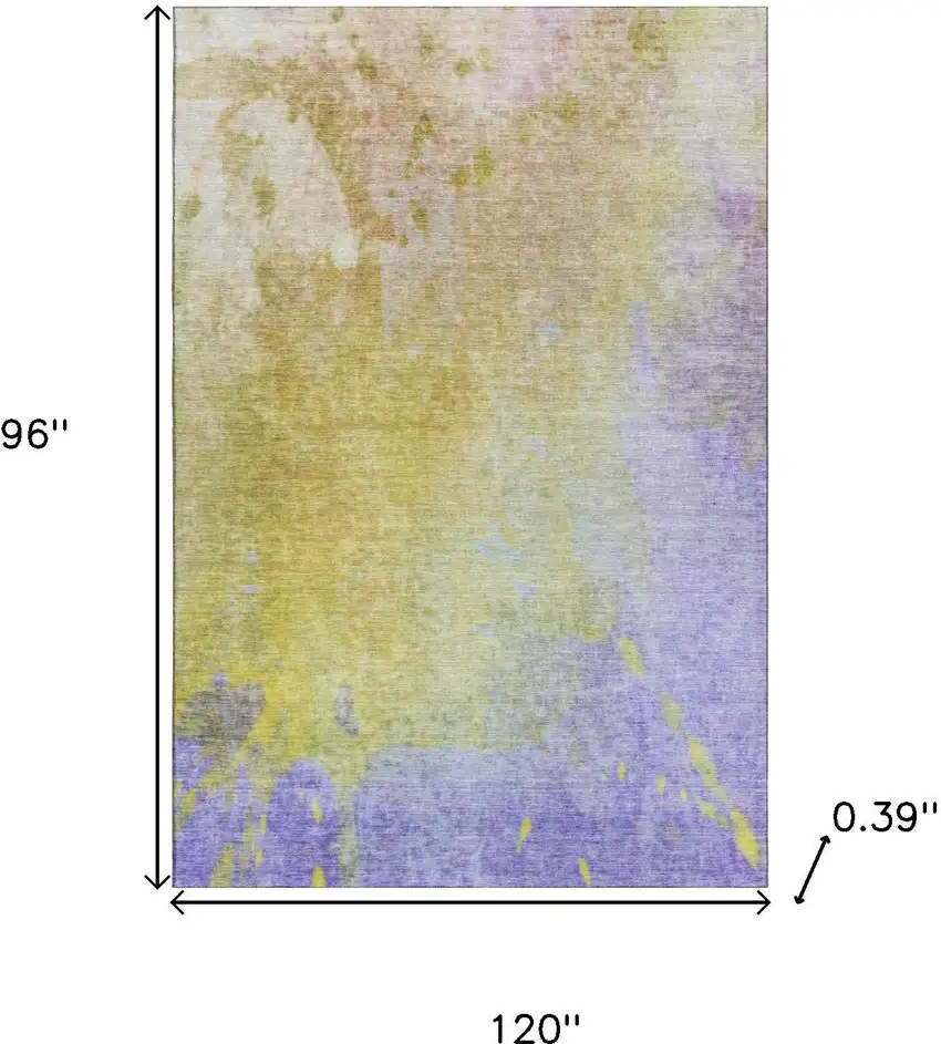 Wheat And Purple Abstract Washable Area Rug With UV Protection Photo 6
