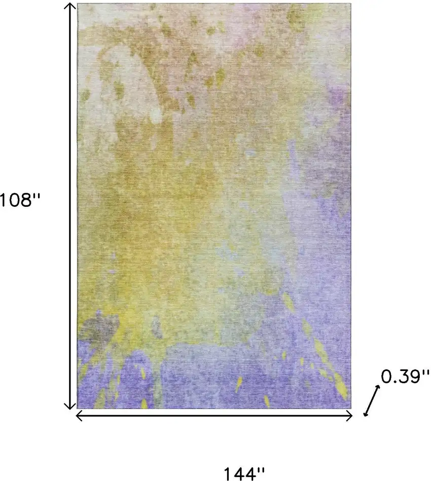 Wheat And Purple Abstract Washable Area Rug With UV Protection Photo 8