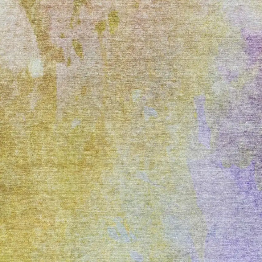 Wheat And Purple Abstract Washable Area Rug With UV Protection Photo 3