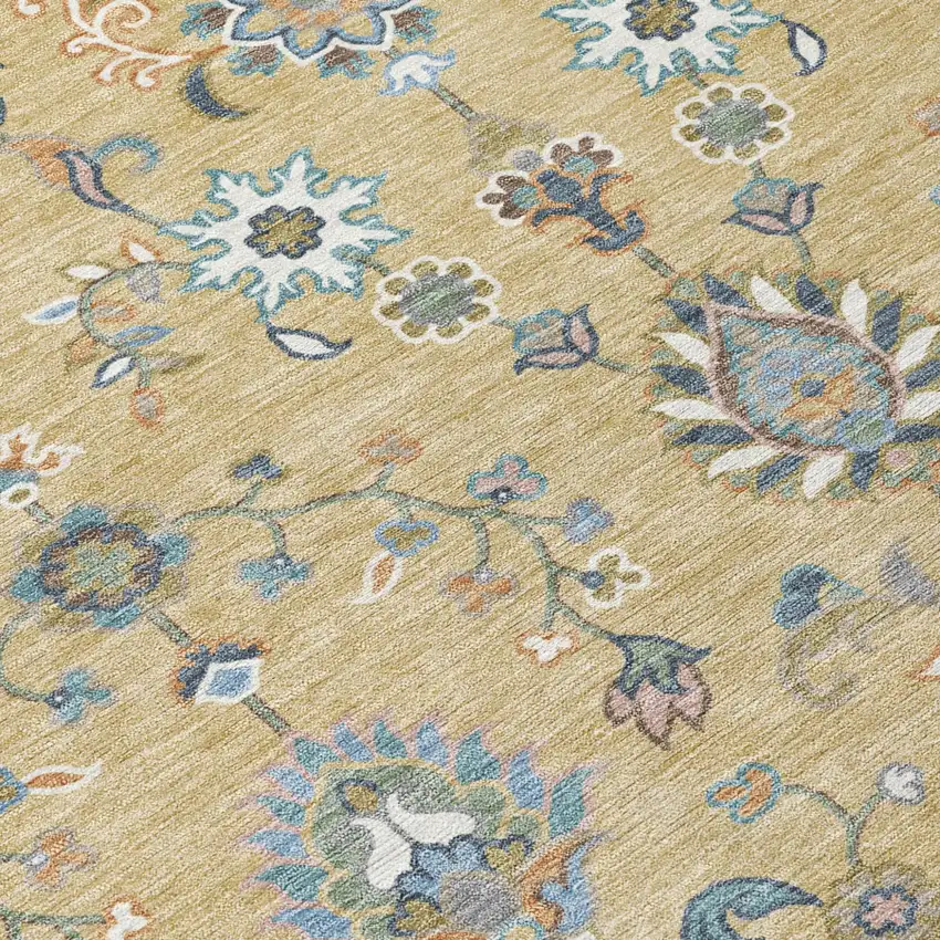 Wheat And Taupe Abstract Washable Indoor Outdoor Area Rug Photo 5