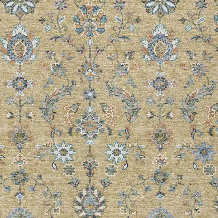 Wheat And Taupe Abstract Washable Indoor Outdoor Area Rug Photo 2