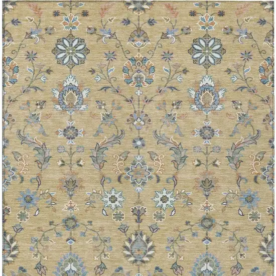 Wheat And Taupe Abstract Washable Indoor Outdoor Area Rug Photo 3