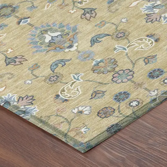 Wheat And Taupe Abstract Washable Indoor Outdoor Area Rug Photo 4