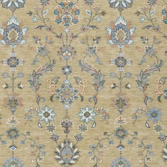 Wheat And Taupe Abstract Washable Indoor Outdoor Area Rug Photo 2