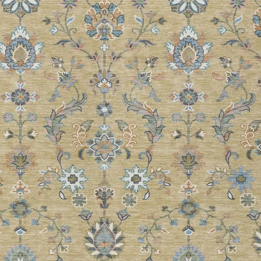 Wheat And Taupe Abstract Washable Indoor Outdoor Area Rug Photo 2