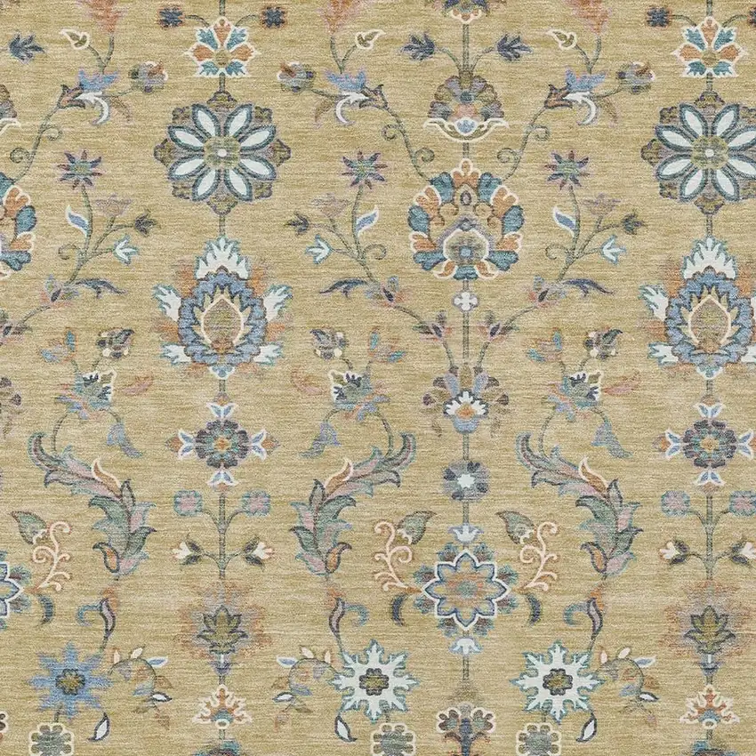 Wheat And Taupe Abstract Washable Indoor Outdoor Area Rug Photo 2