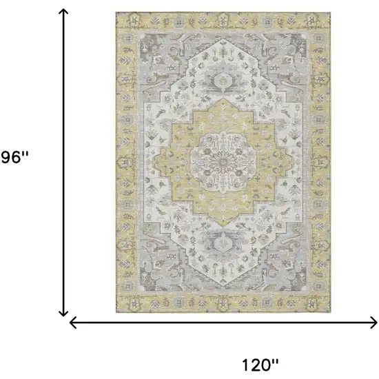 Wheat And Taupe Oriental Washable Indoor Outdoor Area Rug Photo 9