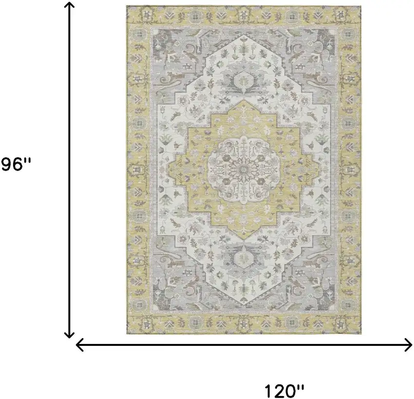Wheat And Taupe Oriental Washable Indoor Outdoor Area Rug Photo 9
