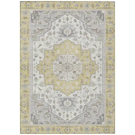 Wheat And Taupe Oriental Washable Indoor Outdoor Area Rug Photo 2