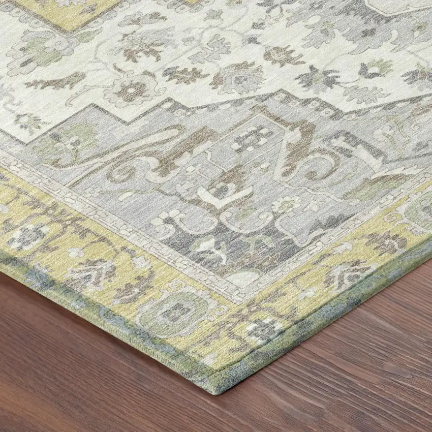 Wheat And Taupe Oriental Washable Indoor Outdoor Area Rug Photo 7