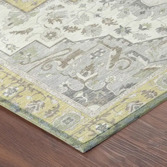 Wheat And Taupe Oriental Washable Indoor Outdoor Area Rug Photo 7