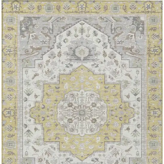 Wheat And Taupe Oriental Washable Indoor Outdoor Area Rug Photo 6