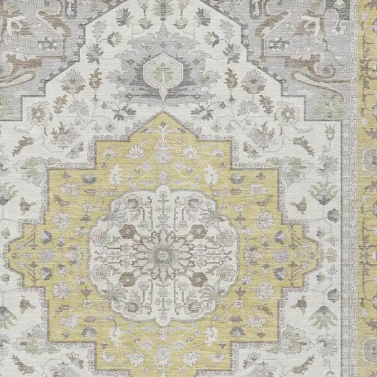 Wheat And Taupe Oriental Washable Indoor Outdoor Area Rug Photo 5