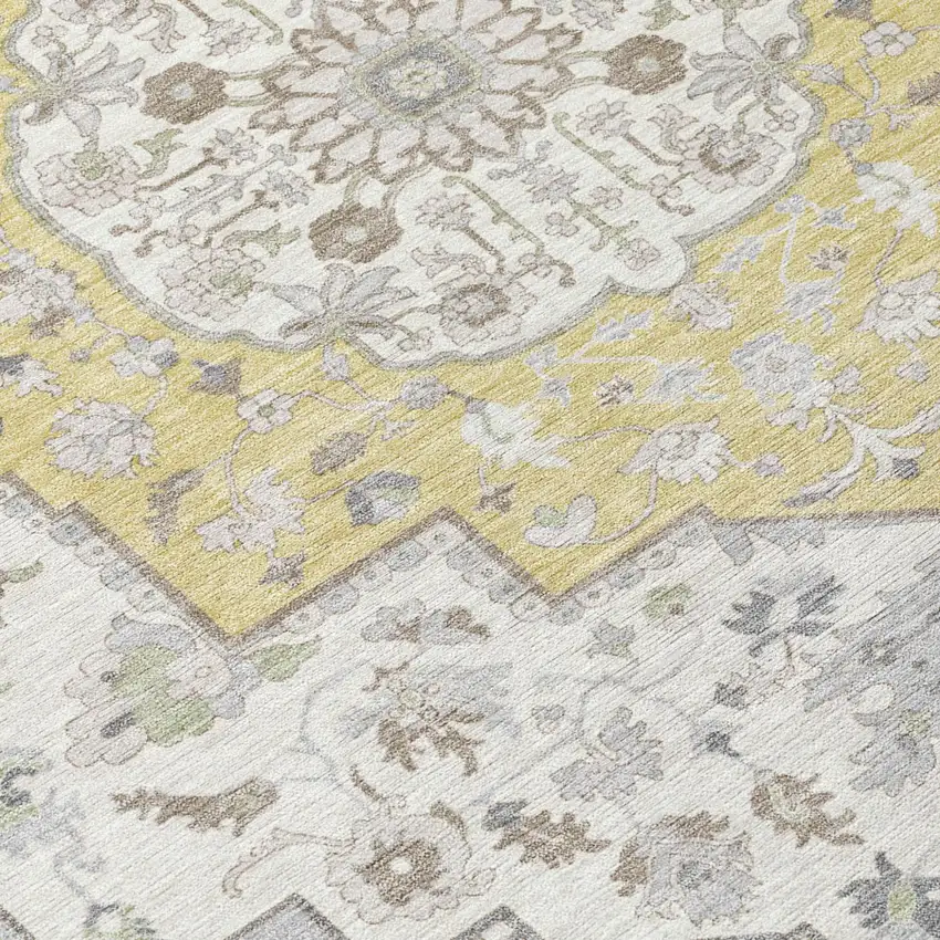 Wheat And Taupe Oriental Washable Indoor Outdoor Area Rug Photo 8