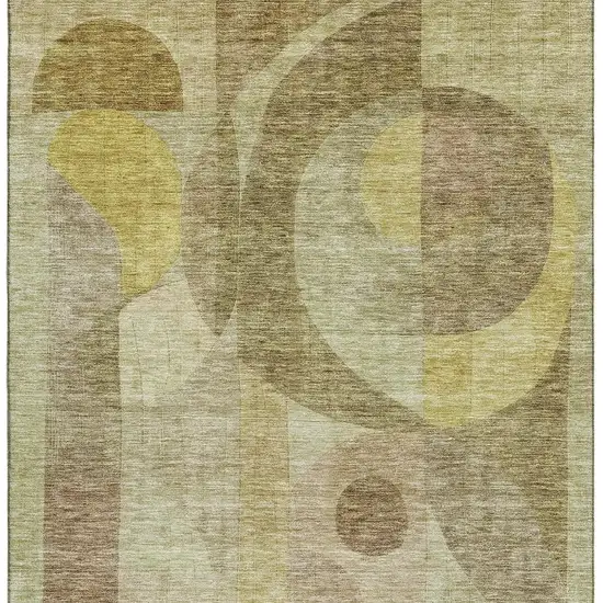 Wheat Beige And Gold Abstract Geometric Washable Area Rug With UV Protection Photo 3