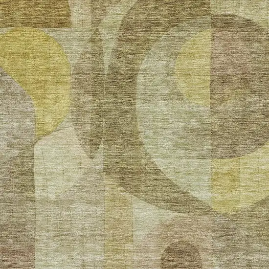 Wheat Beige And Gold Abstract Geometric Washable Area Rug With UV Protection Photo 2