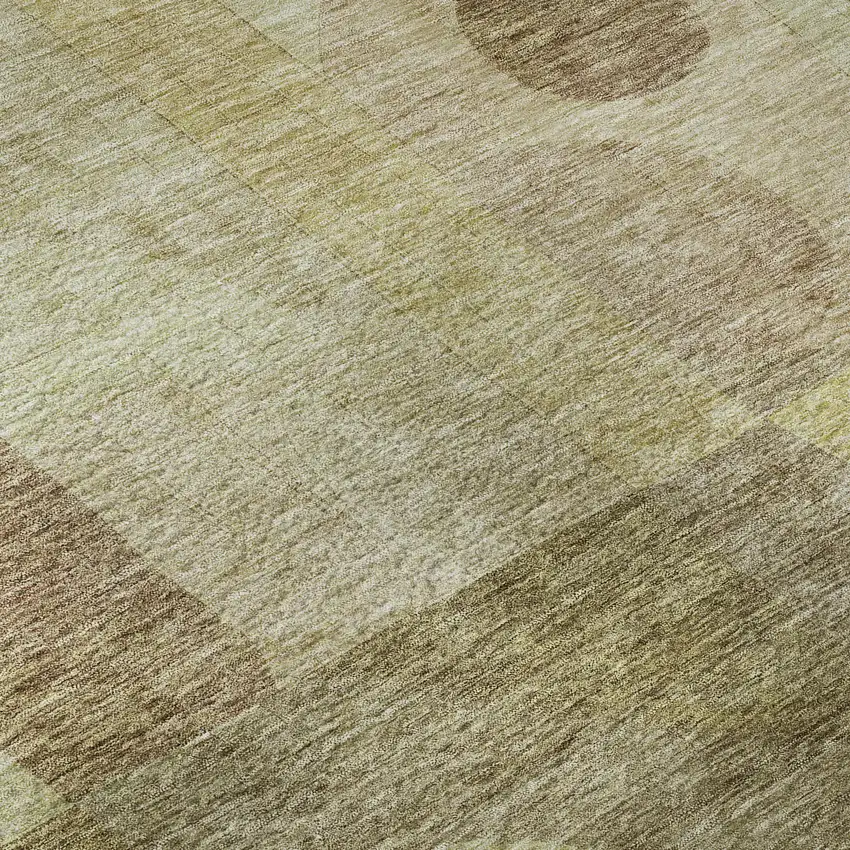 Wheat Beige And Gold Abstract Geometric Washable Area Rug With UV Protection Photo 8