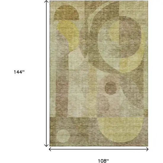 Wheat Beige And Gold Abstract Geometric Washable Area Rug With UV Protection Photo 9