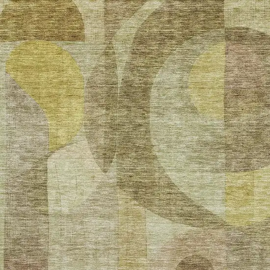 Wheat Beige And Gold Abstract Geometric Washable Area Rug With UV Protection Photo 2