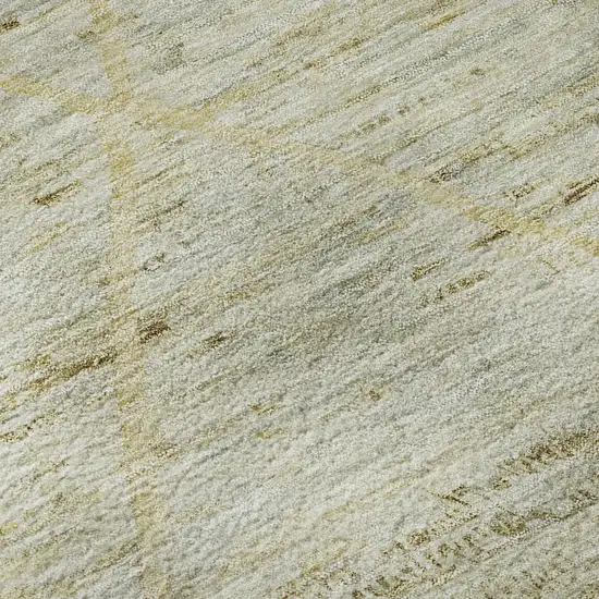 Wheat Beige And Gold Abstract Geometric Washable Area Rug With UV Protection Photo 9