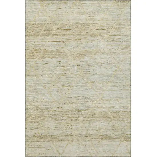 Wheat Beige And Gold Abstract Geometric Washable Area Rug With UV Protection Photo 3