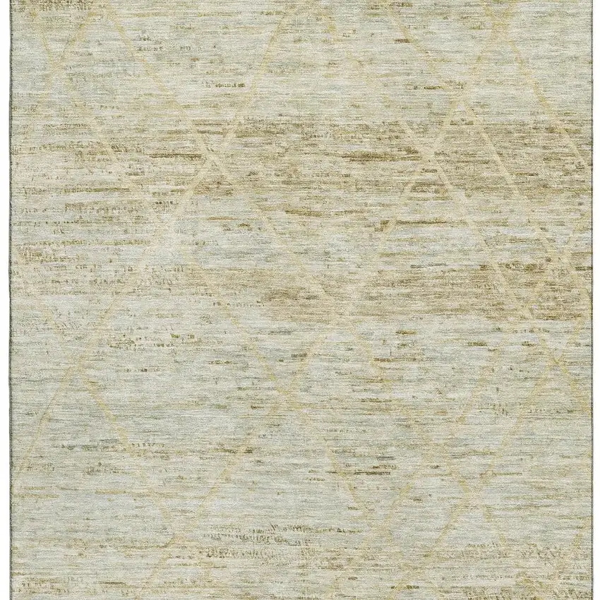 Wheat Beige And Gold Abstract Geometric Washable Area Rug With UV Protection Photo 2