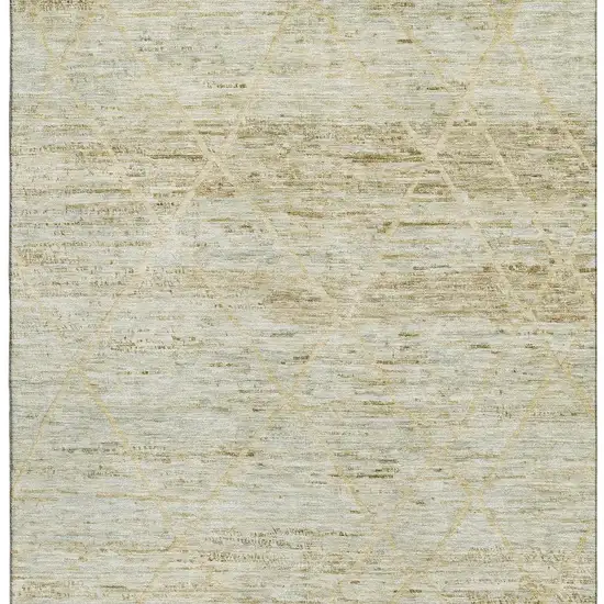 Wheat Beige And Gold Abstract Geometric Washable Area Rug With UV Protection Photo 2