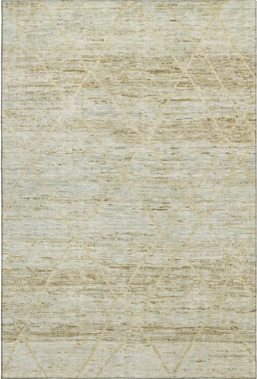 Wheat Beige And Gold Abstract Geometric Washable Area Rug With UV Protection Photo 1