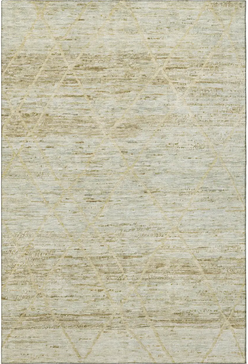 Wheat Beige And Gold Abstract Geometric Washable Area Rug With UV Protection Photo 3