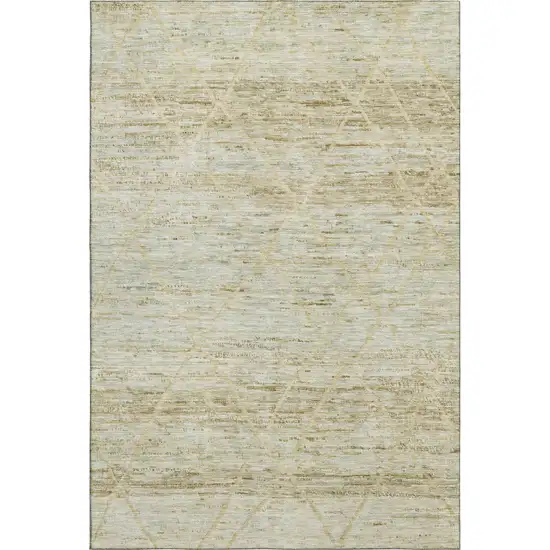 Wheat Beige And Gold Abstract Geometric Washable Area Rug With UV Protection Photo 1