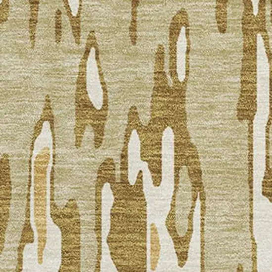 Wheat Beige And Gold Striped Washable Area Rug With UV Protection Photo 2