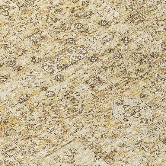 Wheat Beige And Gray Floral Washable Indoor Outdoor Area Rug Photo 5
