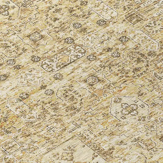Wheat Beige And Gray Floral Washable Indoor Outdoor Area Rug Photo 5