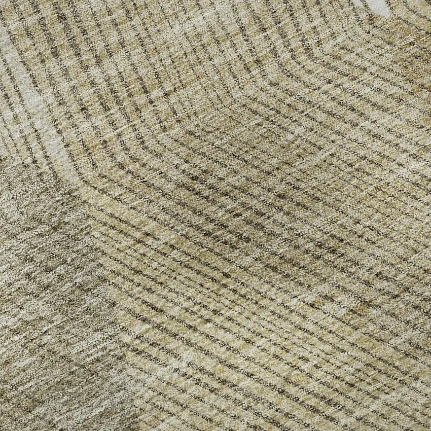 Wheat Beige And Gray Geometric Washable Area Rug With UV Protection Photo 1