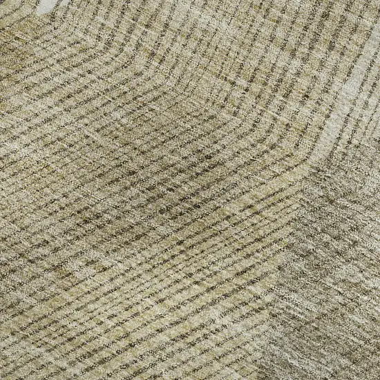 Wheat Beige And Gray Geometric Washable Area Rug With UV Protection Photo 2