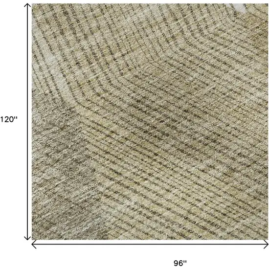 Wheat Beige And Gray Geometric Washable Area Rug With UV Protection Photo 9