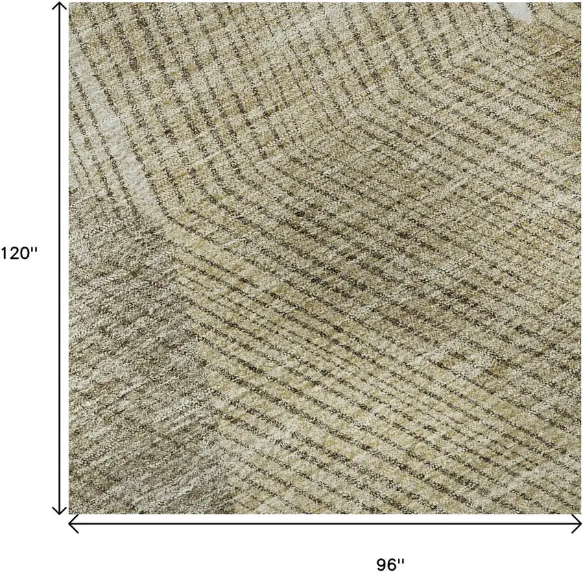 Wheat Beige And Gray Geometric Washable Area Rug With UV Protection Photo 9